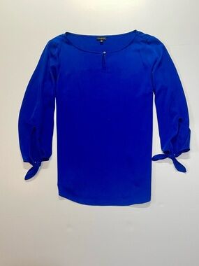 Talbots Blue Tie-Sleeve Blouse Small